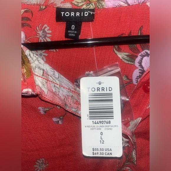 Torrid Linen Drop Shoulder Button-Front Shirt women large floral New with tags‌‌ - Picture 3 of 7